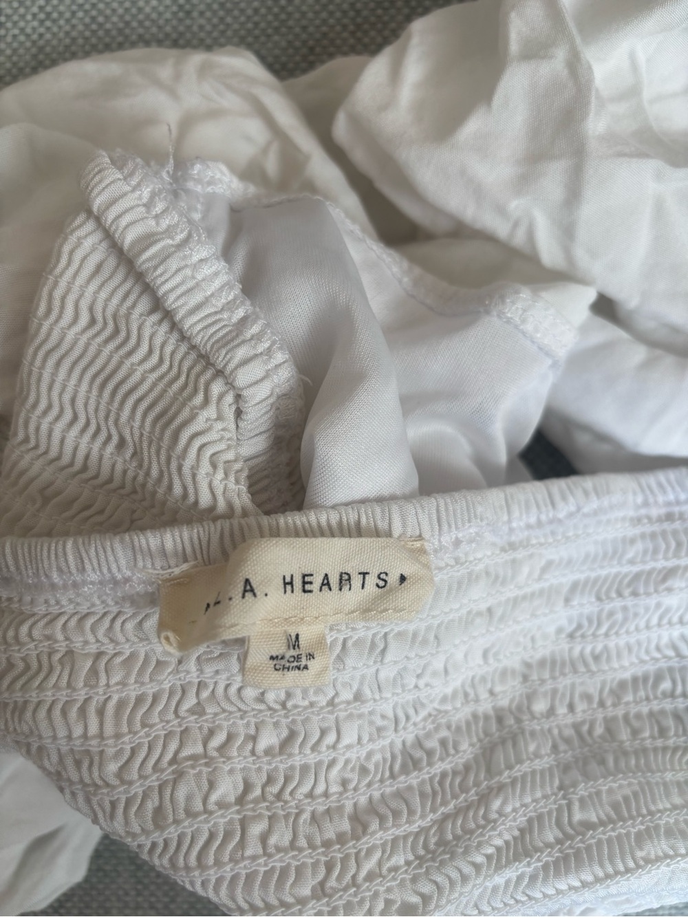 La Hearts White Off-Shoulder Ruched Crop Blouse - Picture 7 of 7
